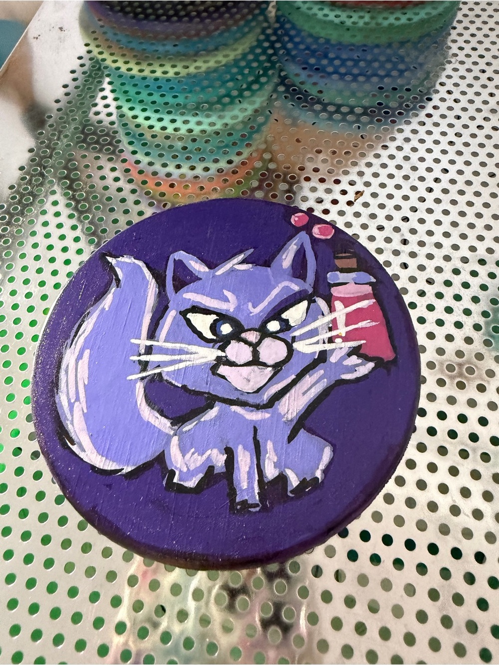 Custom hand painted Disney cat Yzma coaster